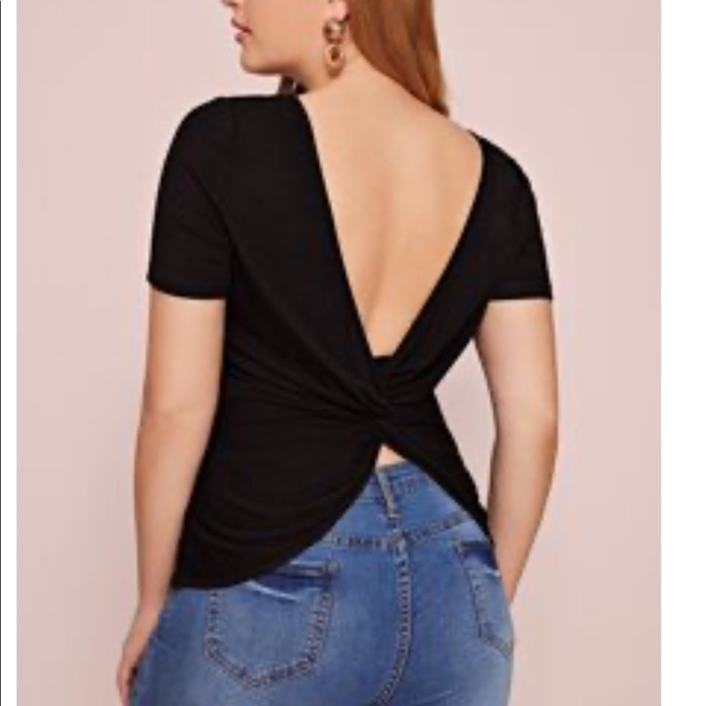 Black back cut out shirt